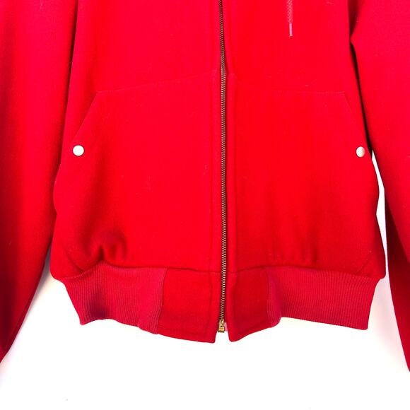 Vintage Polo Ralph Lauren Jacket Removable Hood Cherry Red Wool Large Full Zip - Picture 5 of 10